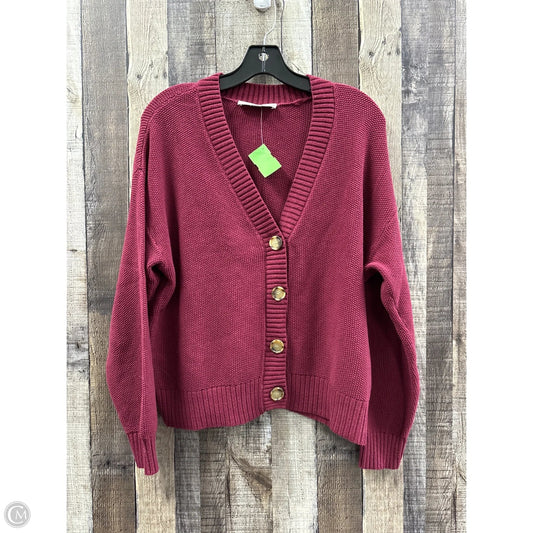 Sweater Cardigan By Loft In Red, Size: L