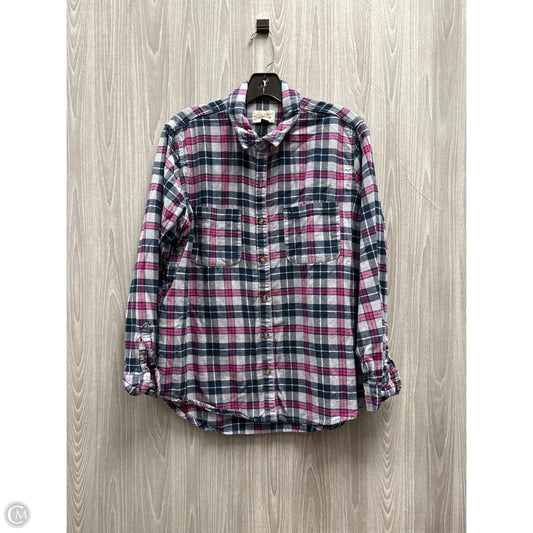 Top Long Sleeve By Universal Thread In Plaid Pattern, Size: M