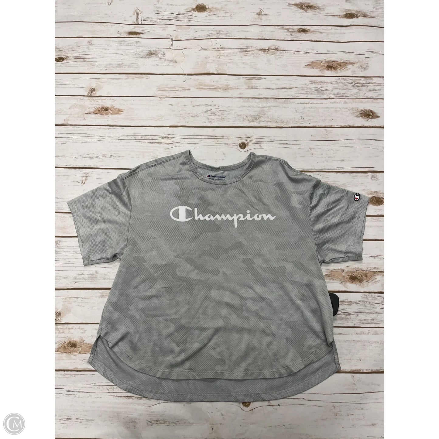 Athletic Top Short Sleeve By Champion In Grey, Size: S