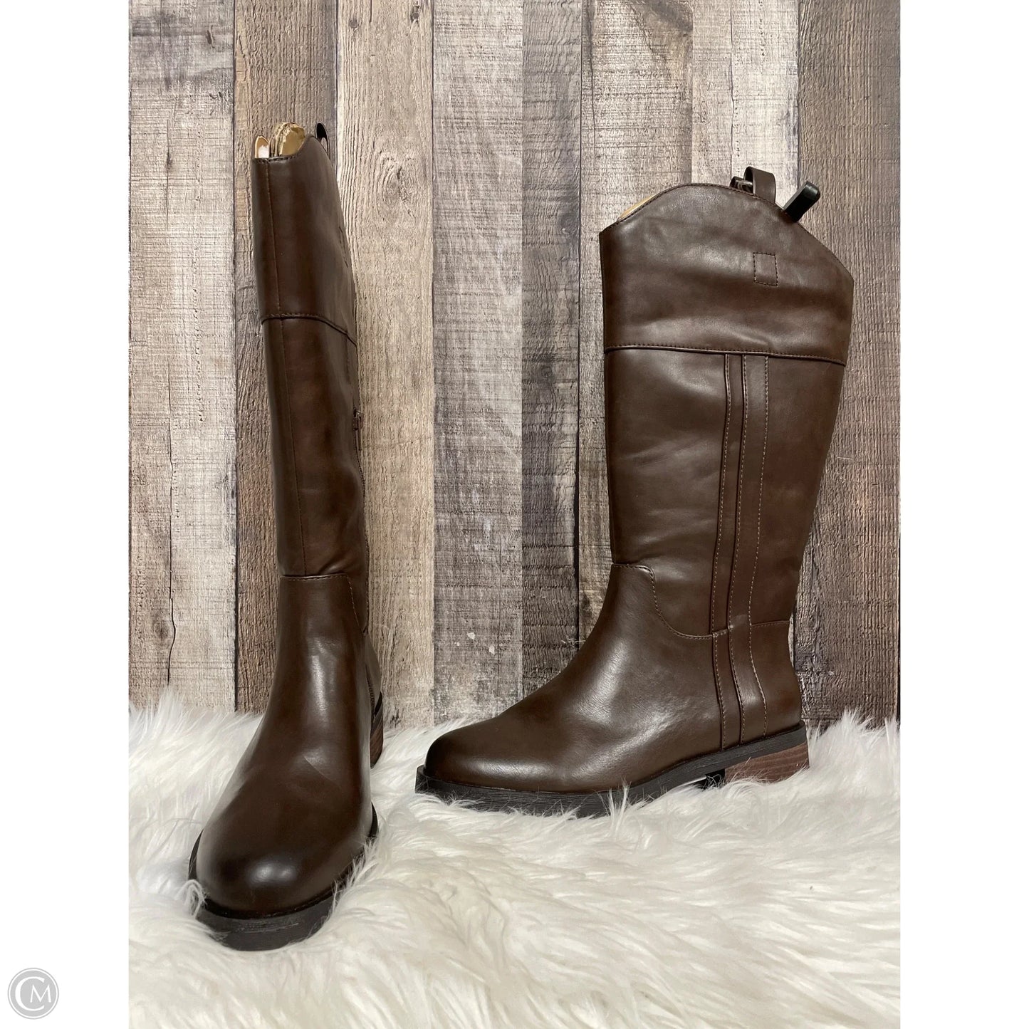 Boots Knee Flats By Crown Vintage In Brown, Size: 9