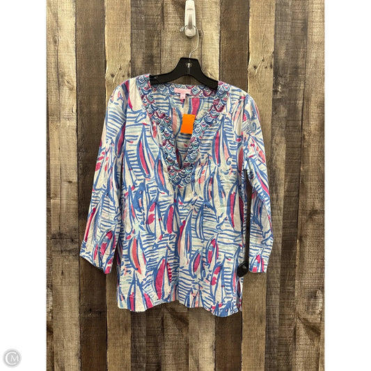 Too Long Sleeve Designer By Lilly Pulitzer In Blue & Pink, Size: M