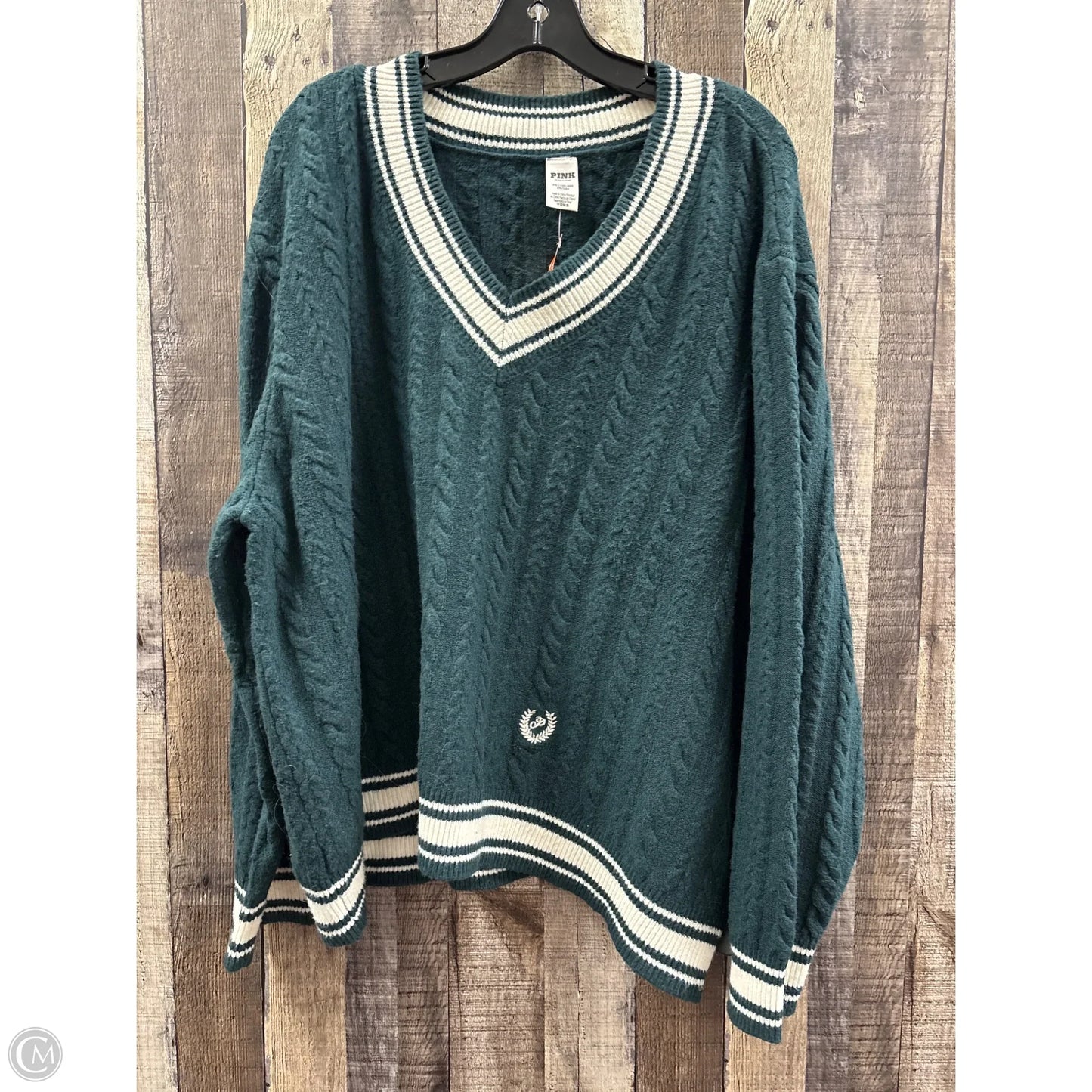 Sweater By Pink In Green & White, Size: Xxl