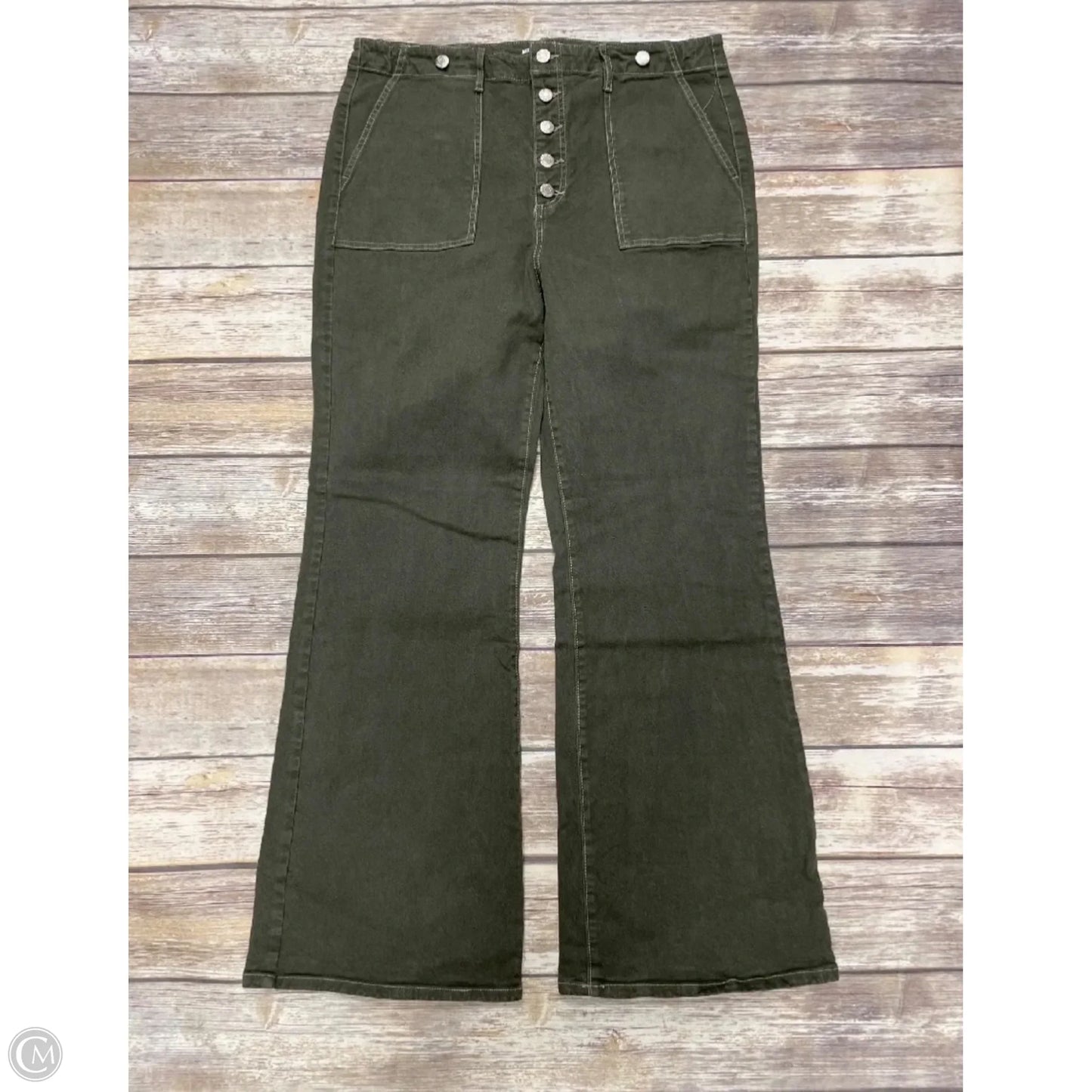 Jeans Flared By Loft In Green, Size: 14
