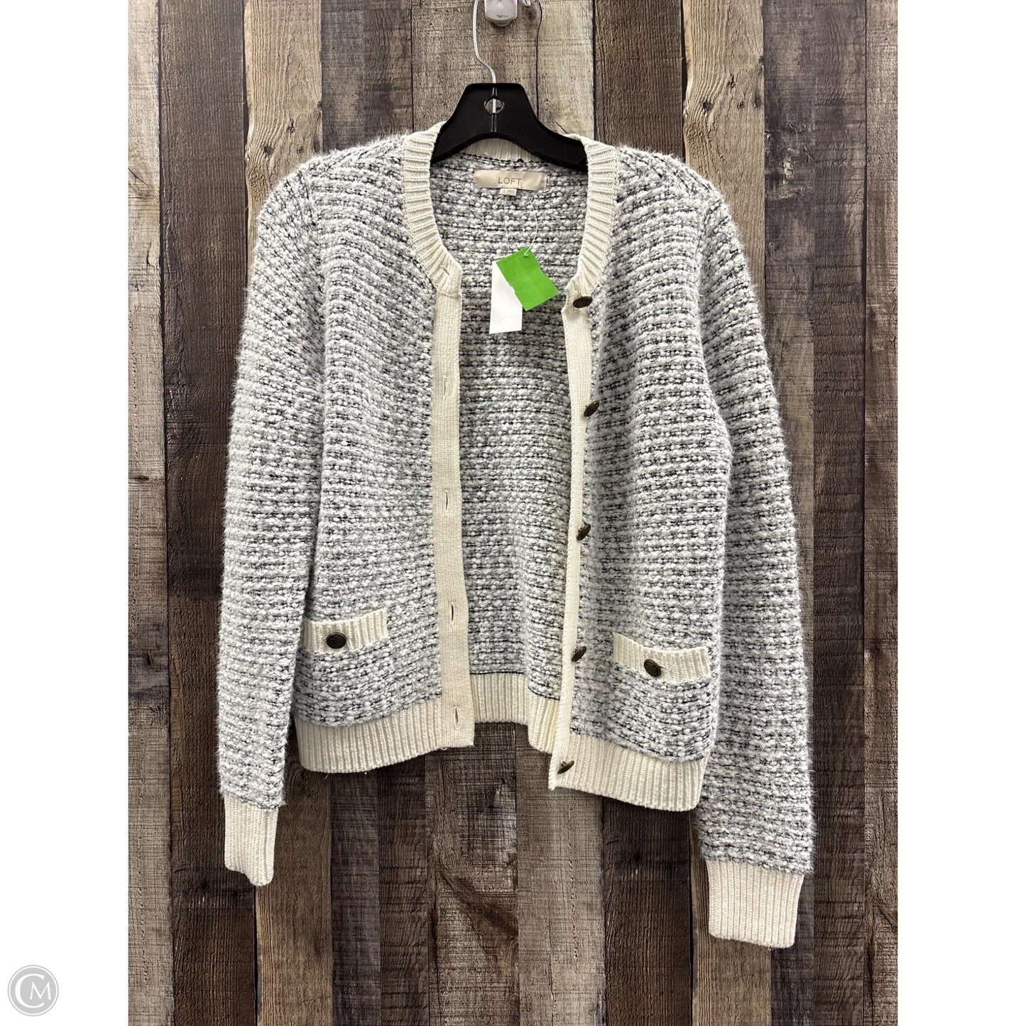 Cardigan By Loft In Grey & White, Size: S