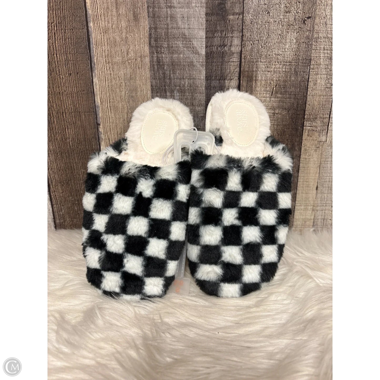 Slippers By Stars Above In Black & White, Size: 6