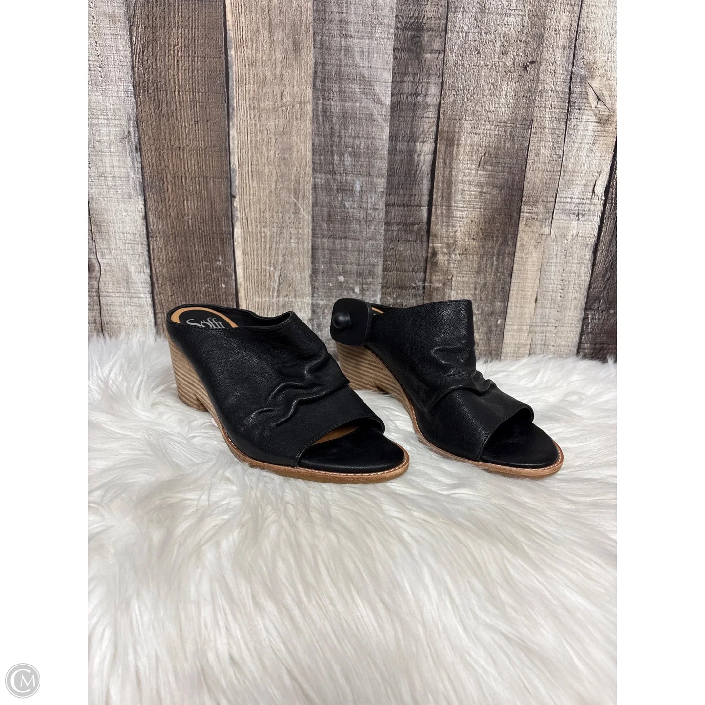 Sandals Heels Wedge By Sofft In Black, Size: 7.5