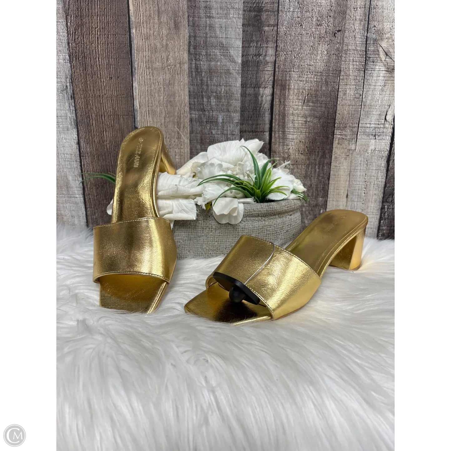Sandals Heels Block By Cme In Gold, Size: 8.5