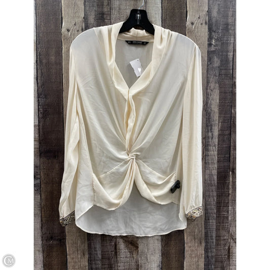 Top Long Sleeve By Zara Basic In Cream, Size: S