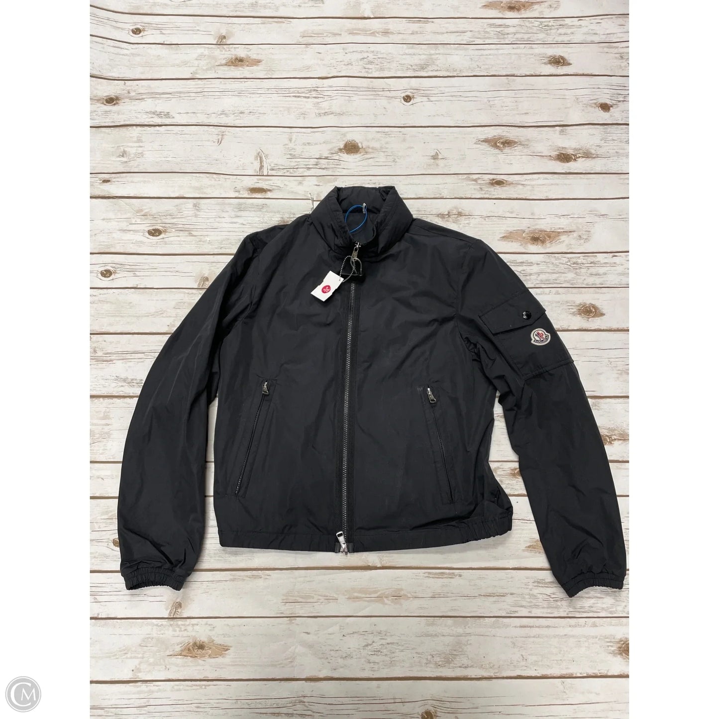 Jacket Luxury Designer By Moncler In Black, Size: S