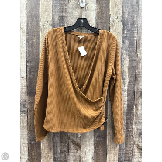 Top Long Sleeve By Ana In Brown, Size: L