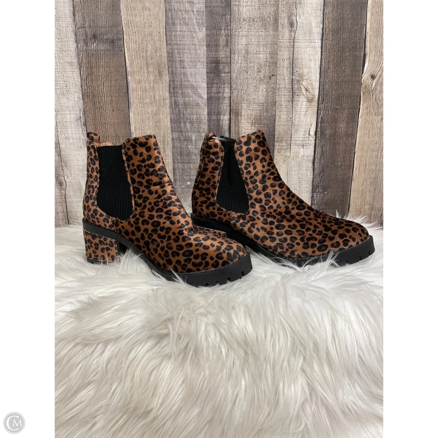 Boots Ankle Heels By Seven 7 In Animal Print, Size: 11