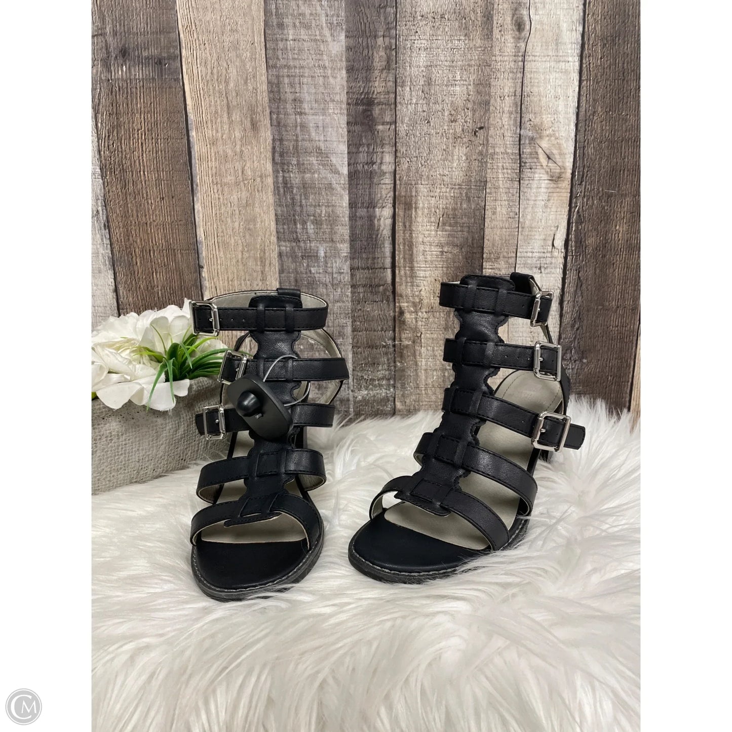 Sandals Heels Block By White Mountain In Black, Size: 8