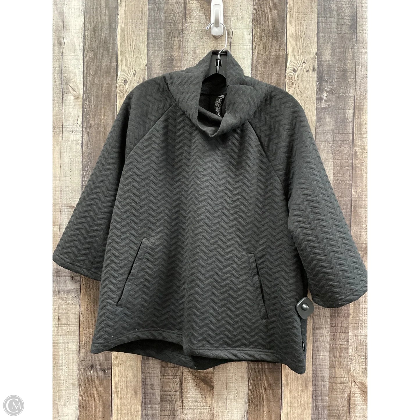 Athletic Top Long Sleeve Collar By Rbx In Black, Size: L