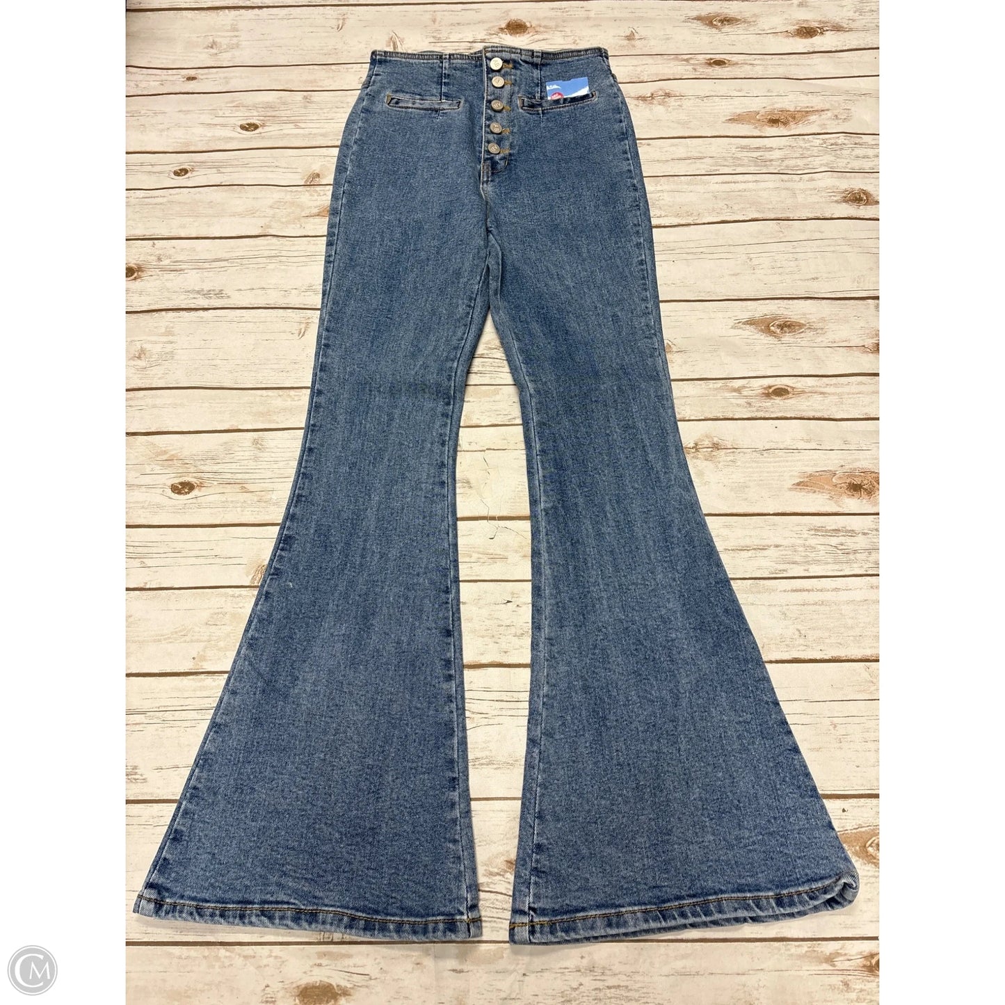 Jeans Flared By Ab Studio In Blue Denim, Size: M
