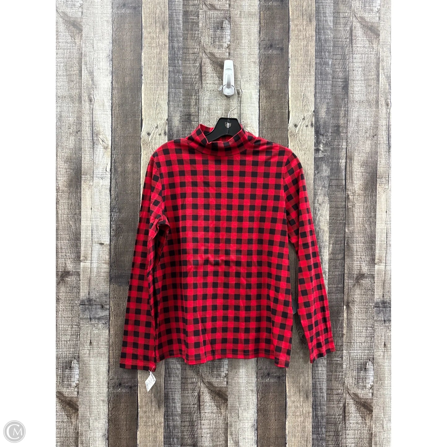 Top 3/4 Sleeve By Croft And Barrow In Checkered Pattern, Size: M