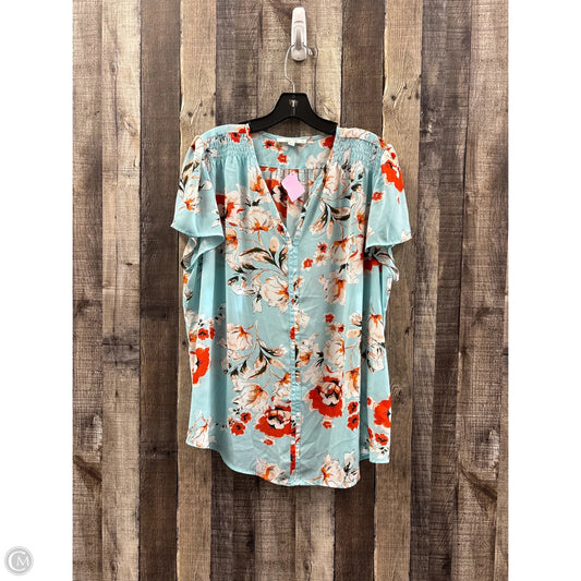 Top Short Sleeve By Cme In Floral Print, Size: 1x
