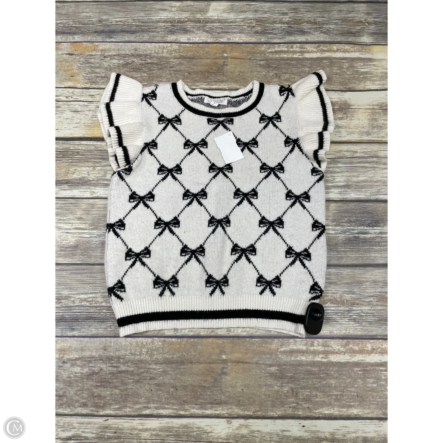 Vest Sweater By Blu Pepper In Black & White, Size: S