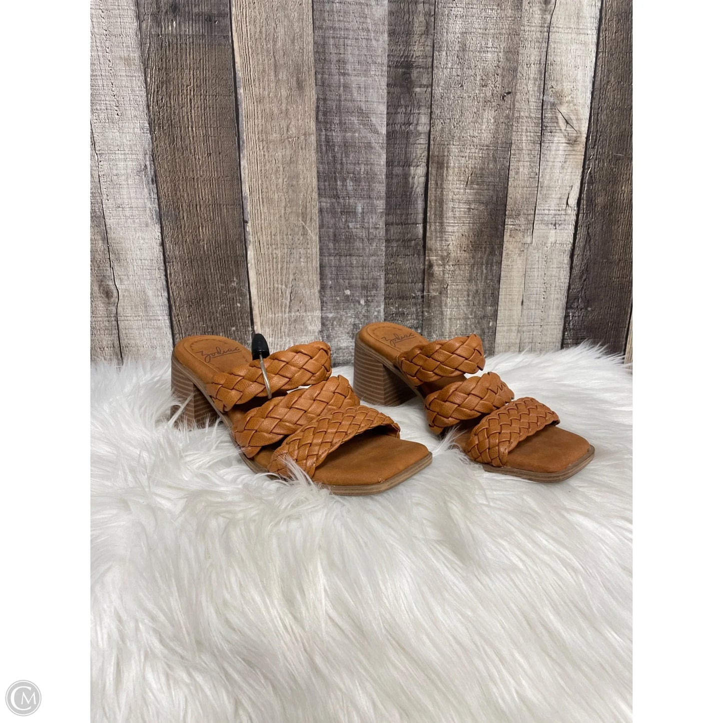 Sandals Heels Block By Zodiac In Brown, Size: 8