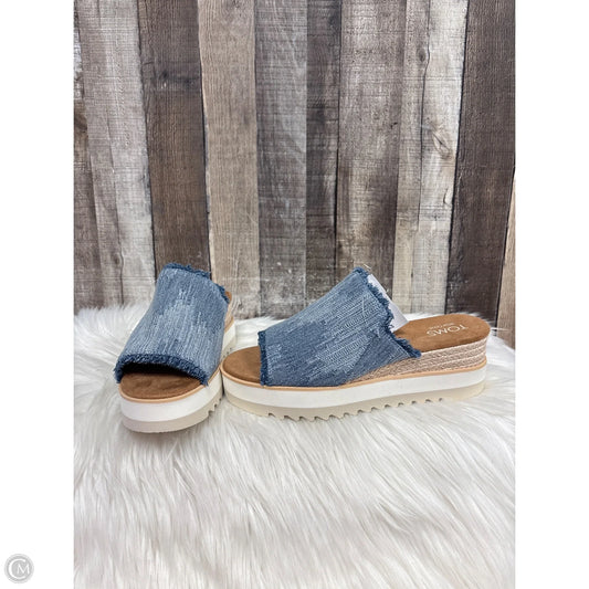 Sandals Heels Wedge By Toms In Blue Denim, Size: 8.5