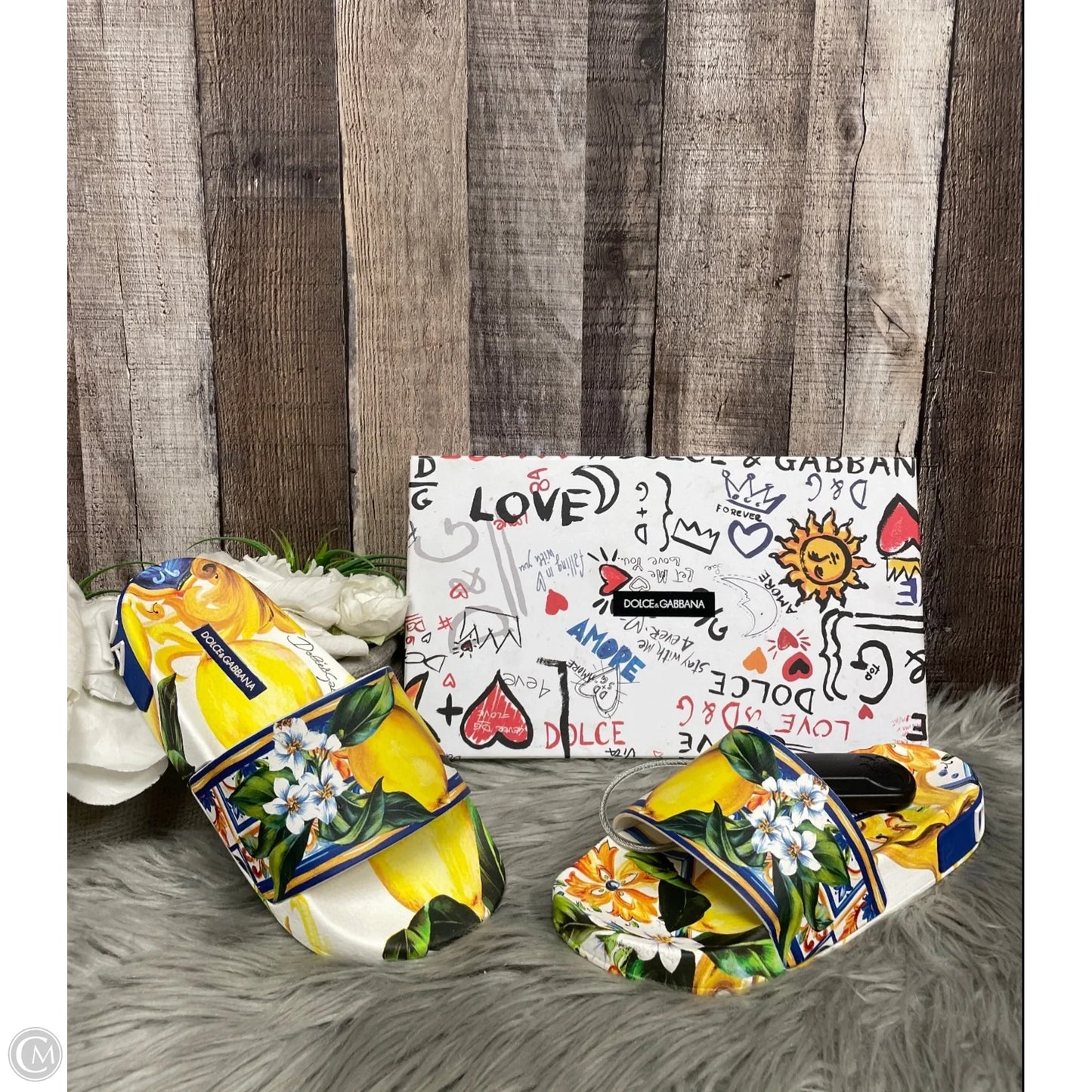 Sandals Luxury Designer By Dolce And Gabbana In Lemon, Size: 5