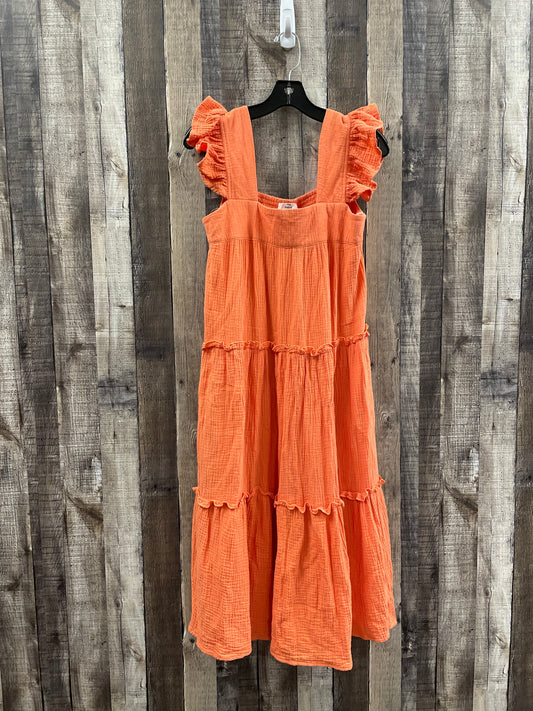 Orange Dress Casual Midi Entro, Size S