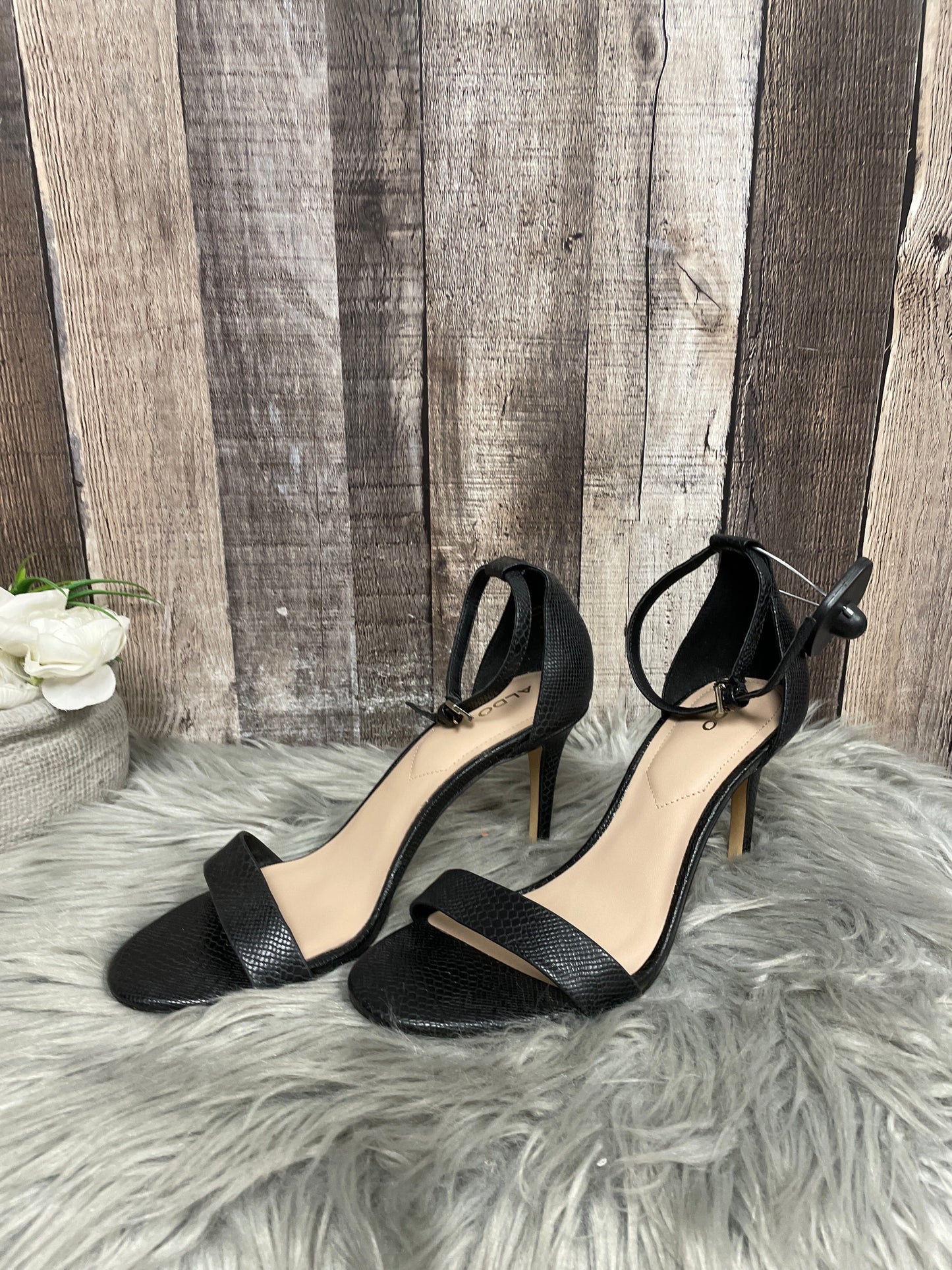 Black Sandals Heels Stiletto Aldo, Size 8.5
