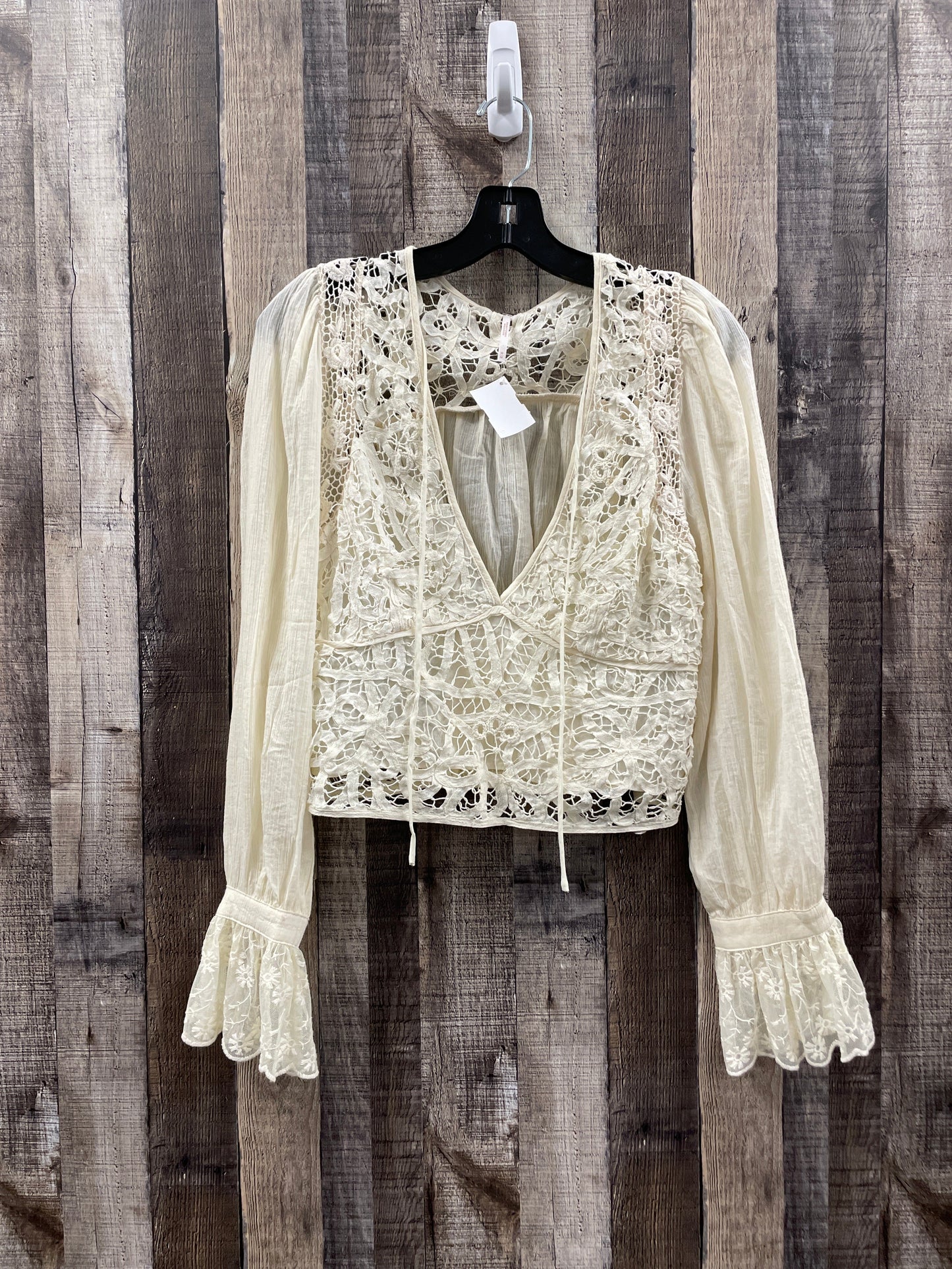 Cream Top Long Sleeve Free People, Size M