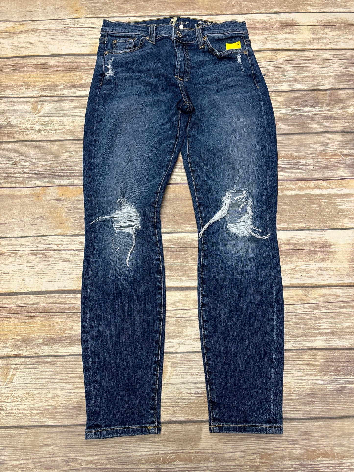 Jeans Skinny By 7 For All Mankind In Blue Denim, Size: 4