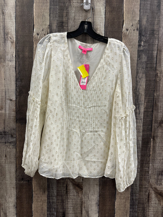 Top Long Sleeve Designer By Lilly Pulitzer In Ivory, Size: M