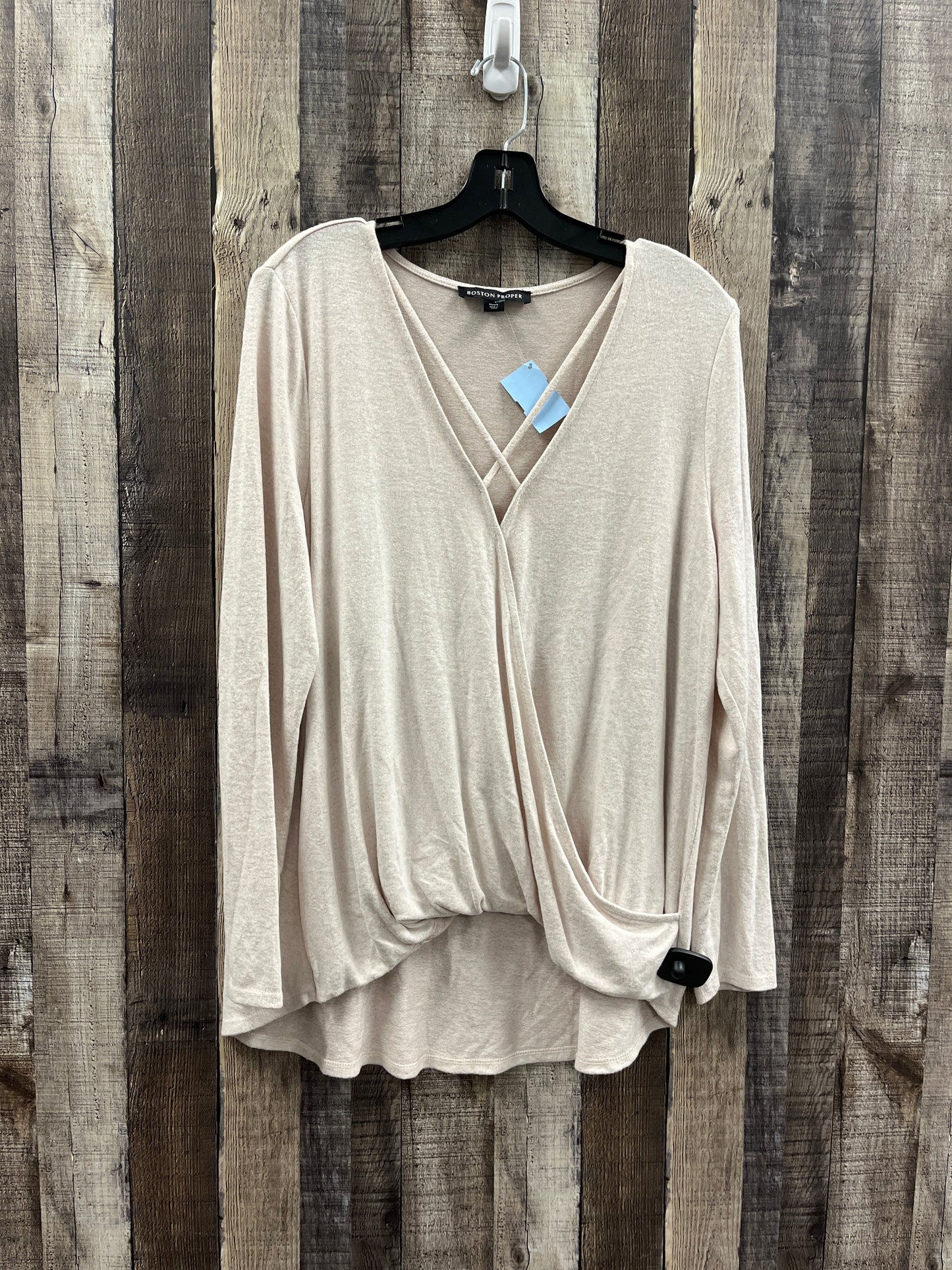 Top Long Sleeve By Boston Proper In Beige, Size: L