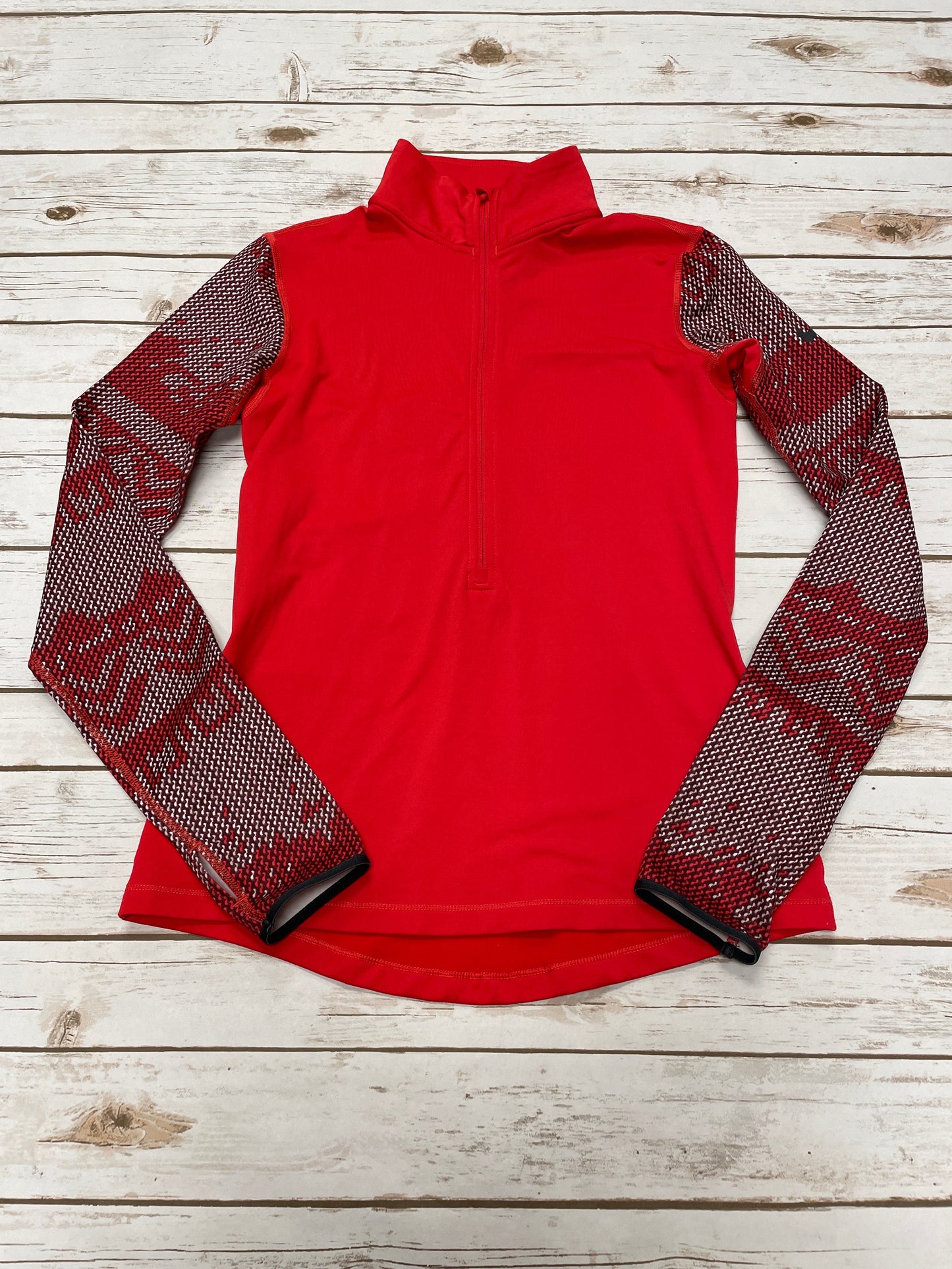 Athletic Top Long Sleeve Collar By Nike In Red, Size: M