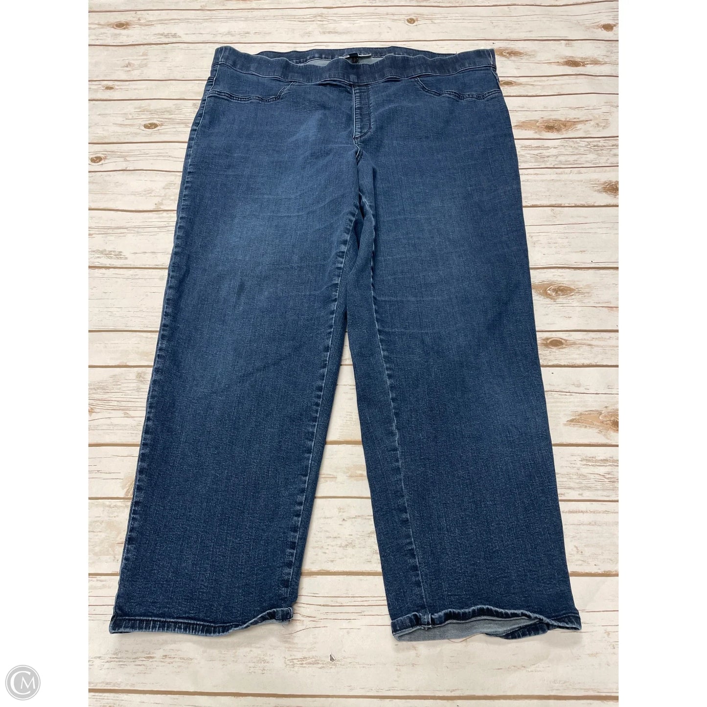 Jeans Straight By Karen Scott In Blue Denim, Size: 3x