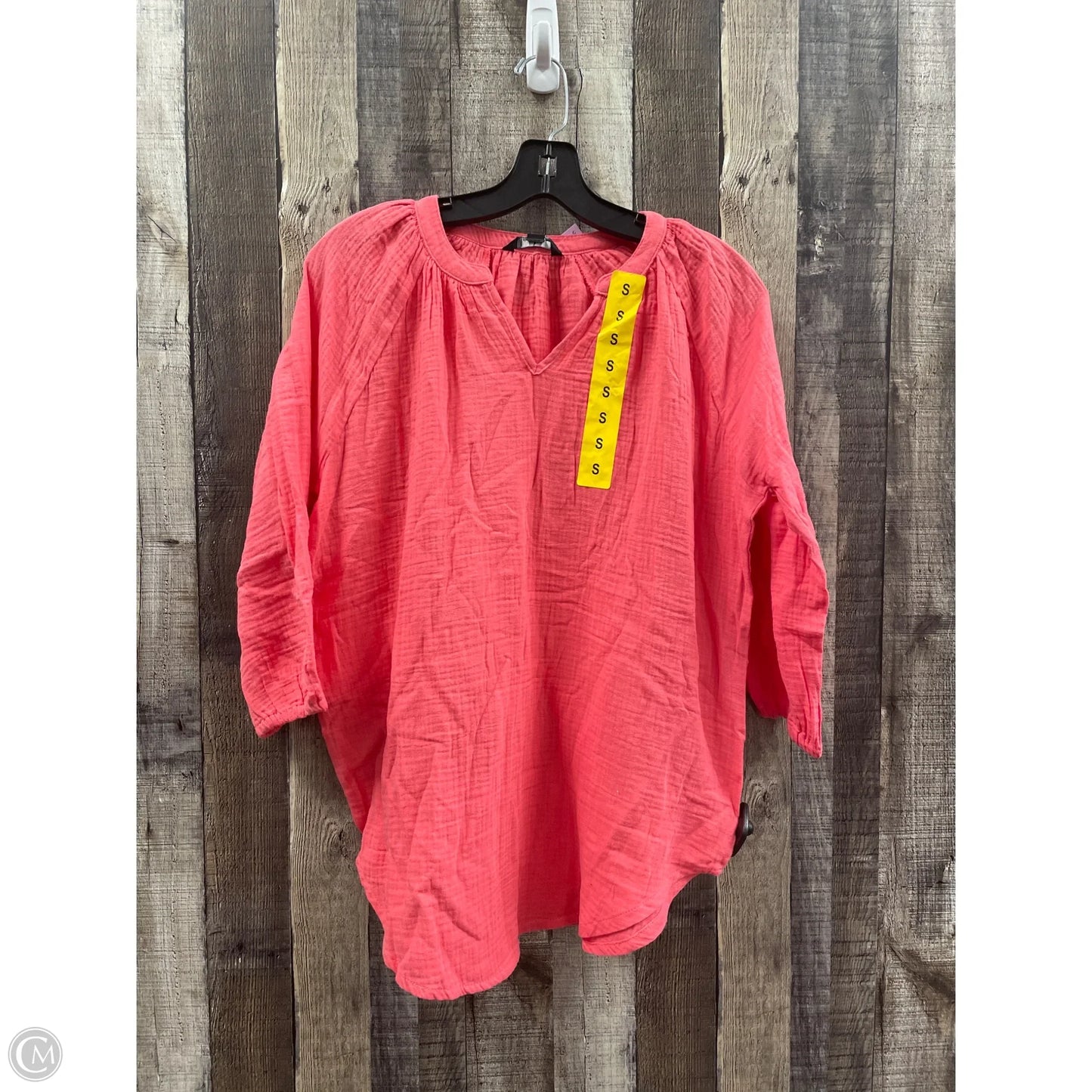 Top 3/4 Sleeve By Nicole Miller In Coral, Size: S