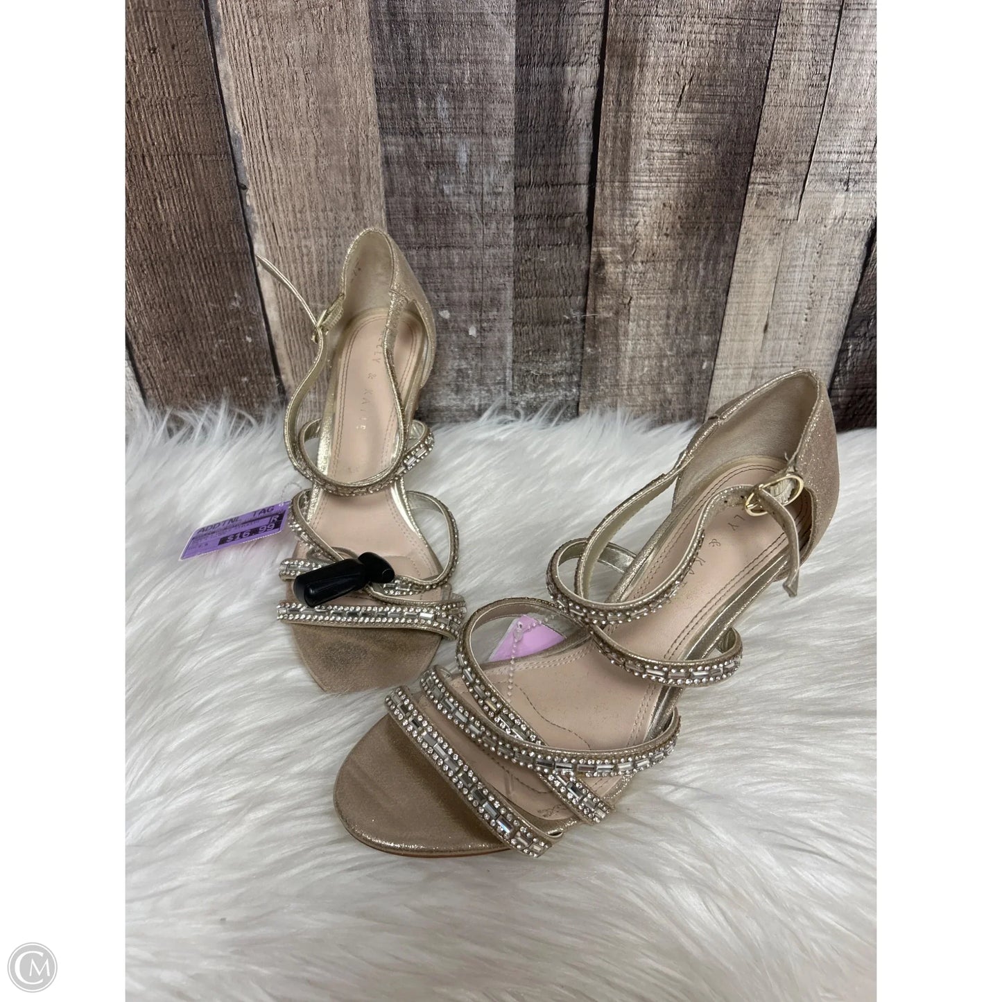 Sandals Heels Stiletto By Kelly And Katie In Gold & Silver, Size: 7.5