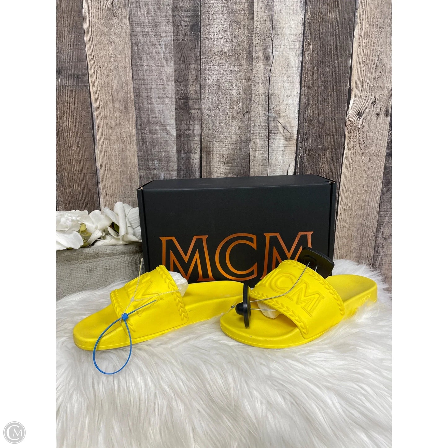 Sandals Luxury Designer By Mcm In Yellow, Size: 8