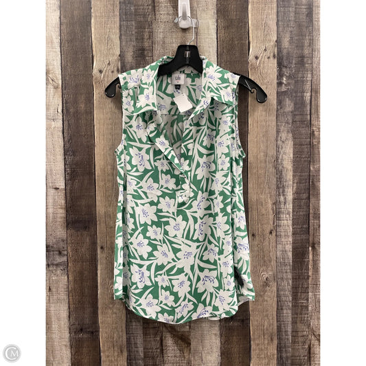 Top Sleeveless By Cabi In Green & White, Size: Xs