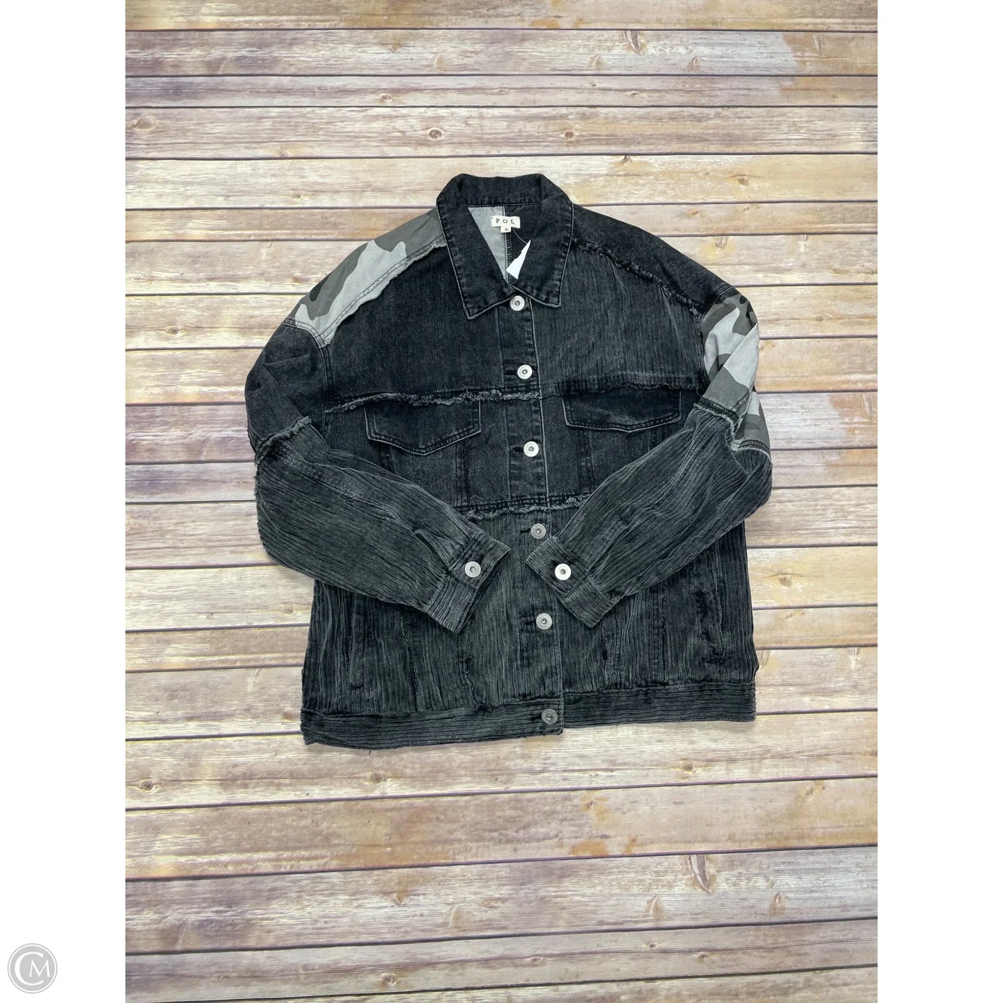 Jacket Denim By Pol In Black Denim, Size: S