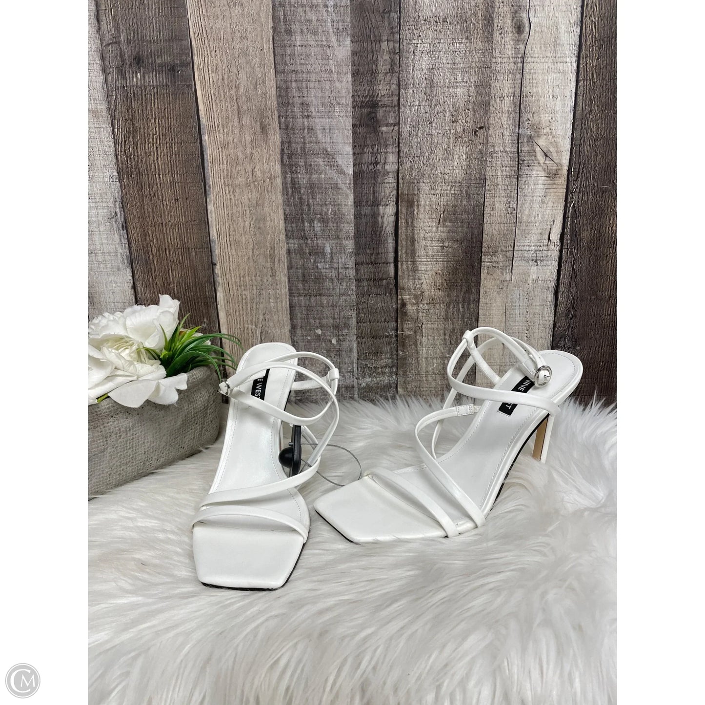 Sandals Heels Stiletto By Nine West In White, Size: 7.5