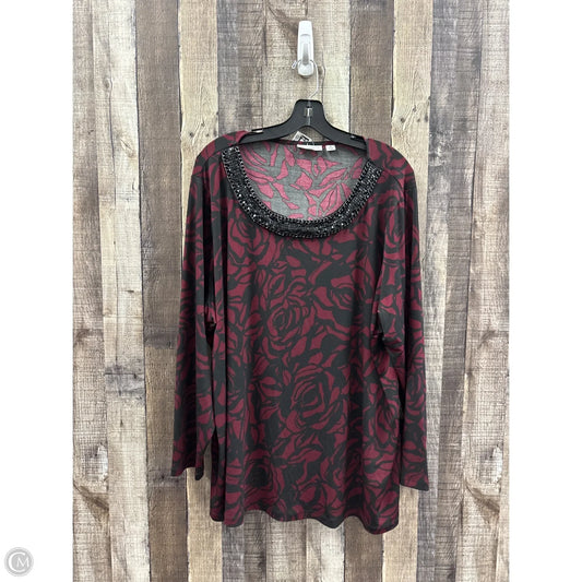 Top Long Sleeve By Susan Graver In Blue & Red, Size: 3x