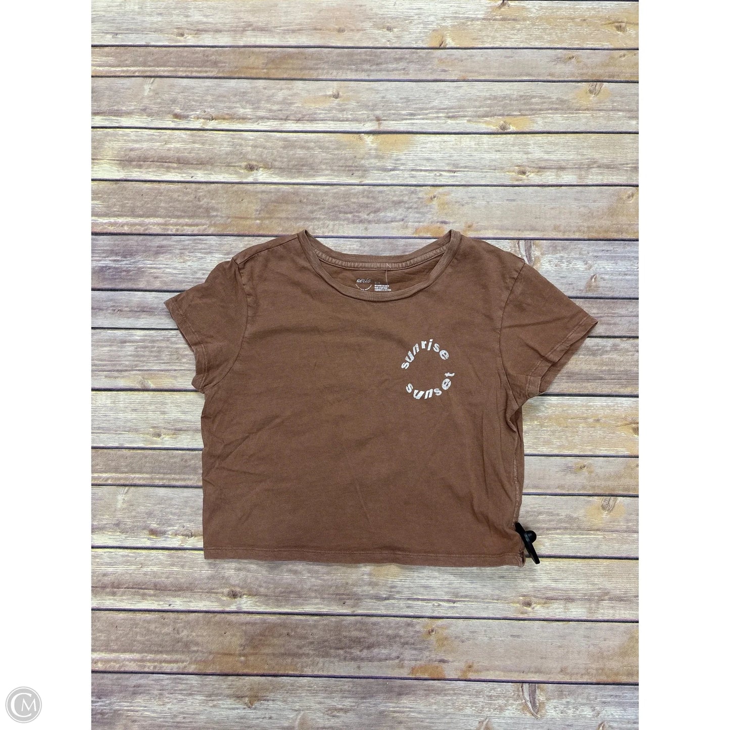 Top Short Sleeve By Aerie In Brown, Size: M