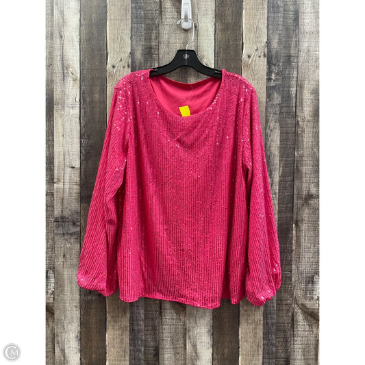 Top Long Sleeve By Shein In Pink, Size: 1x