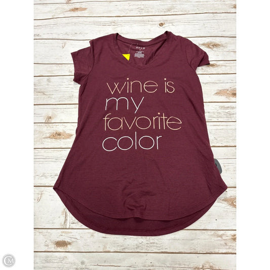 Top Short Sleeve By Apt 9 In Maroon, Size: S
