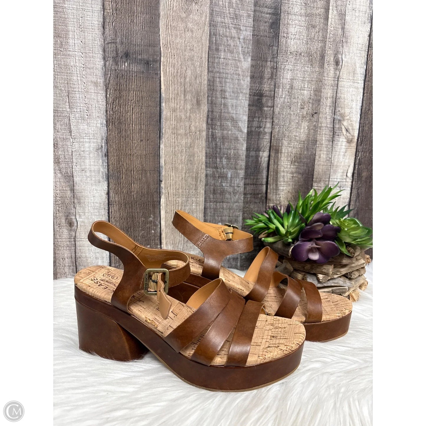 Sandals Heels Block By Kork Ease In Brown, Size: 8