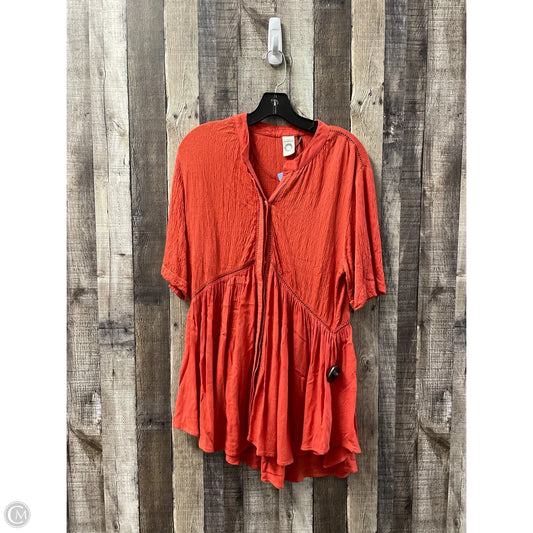 Top Short Sleeve By Anthropologie In Orange, Size: M