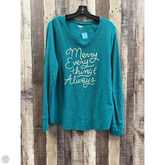 Top Long Sleeve By Old Navy In Green, Size: Xxl