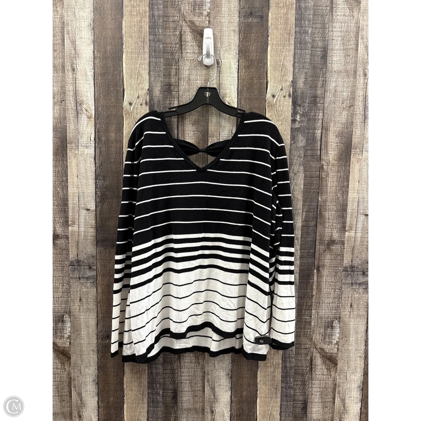 Top Long Sleeve By Venus In Black & White, Size: 3x