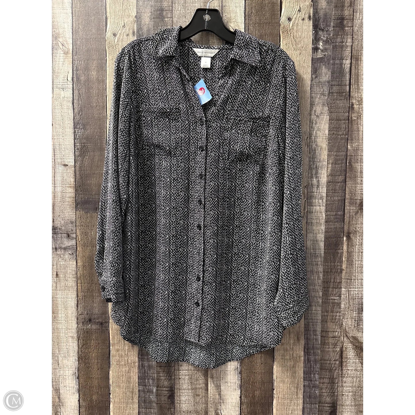Top Long Sleeve By Christopher And Banks In Black & White, Size: M