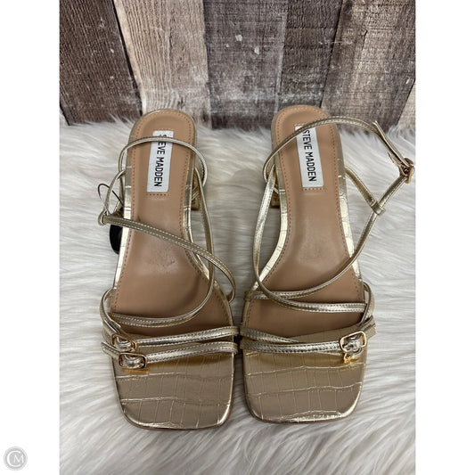 Sandals Heels Block By Steve Madden In Gold, Size: 7.5