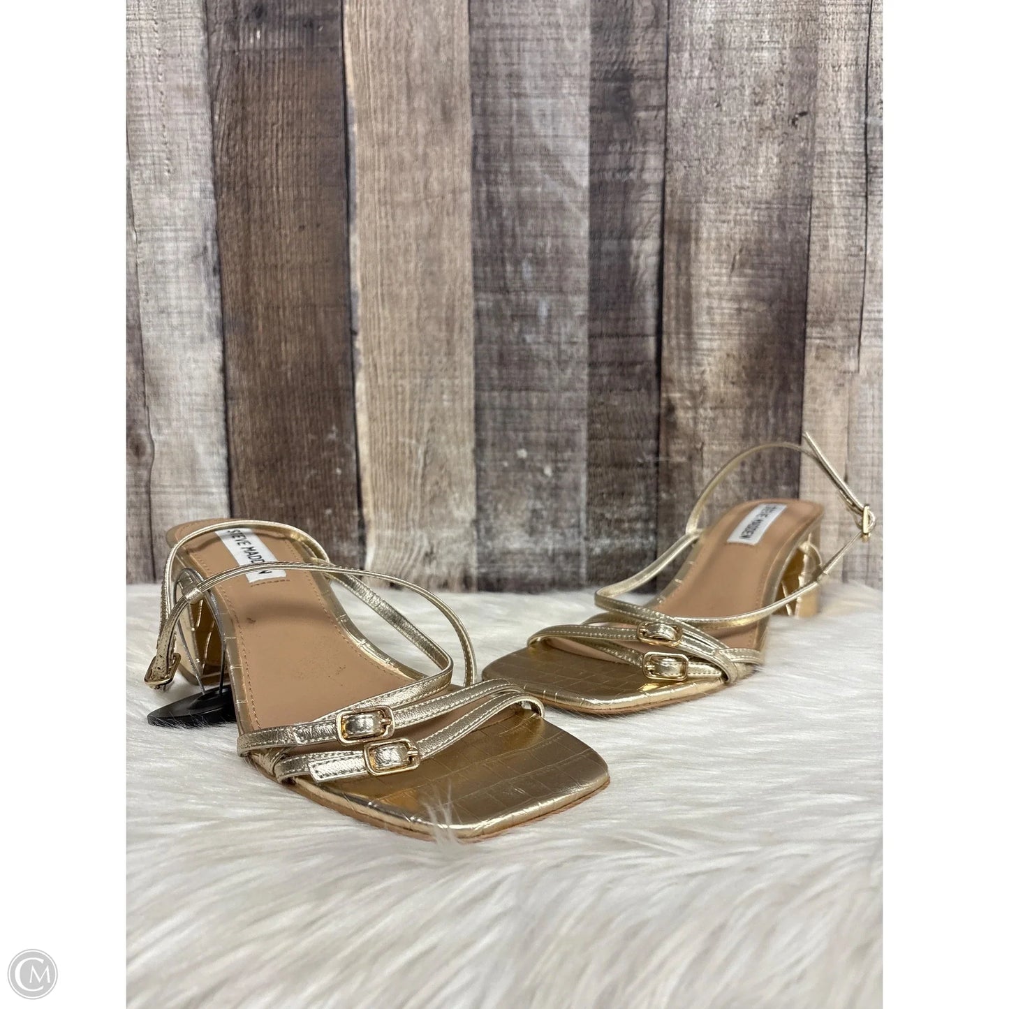 Sandals Heels Block By Steve Madden In Gold, Size: 7.5