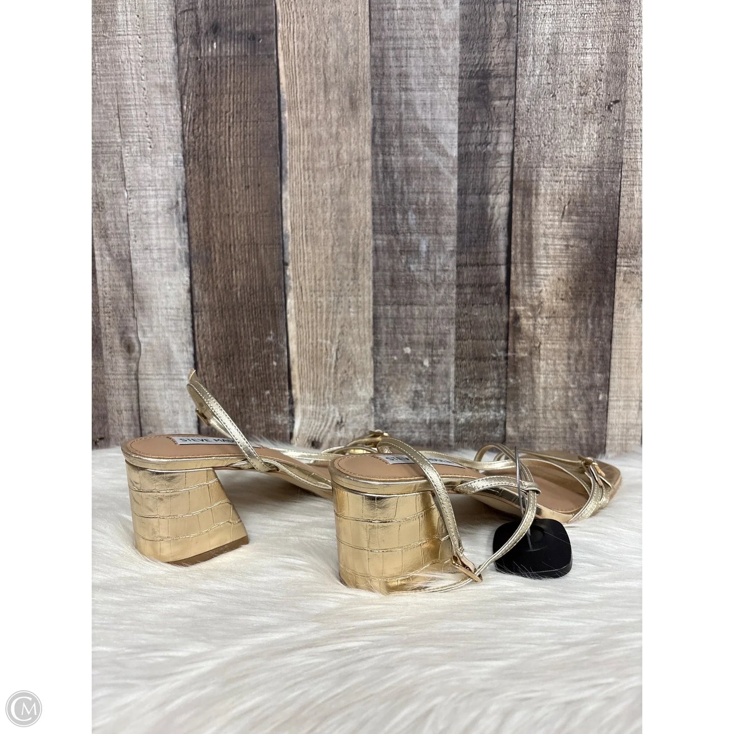 Sandals Heels Block By Steve Madden In Gold, Size: 7.5